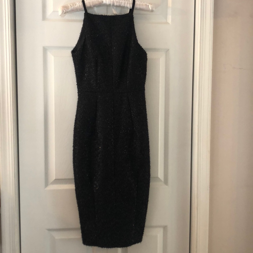 Black textured midi dress